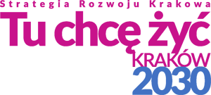 Logo Strategia Rozwoju Krakowa. Tu chcę żyć. Kraków 2030