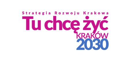 Logo Strategii Rozwoju Krakowa. Tu chcę żyć. Kraków 2030